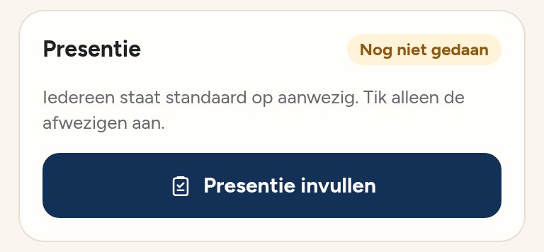 Yoklama al düğmesiyle yoklama kartı